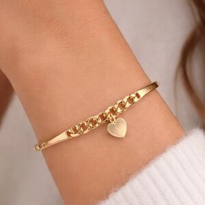 14 k Gold Plated Heart Charm Bracelet